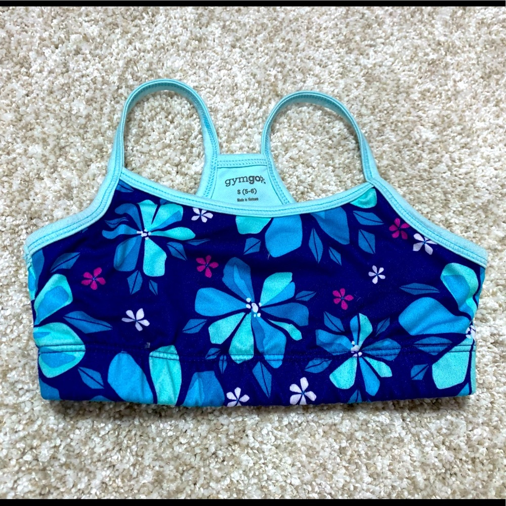 Gymgo girls sports bra, floral blue, size S